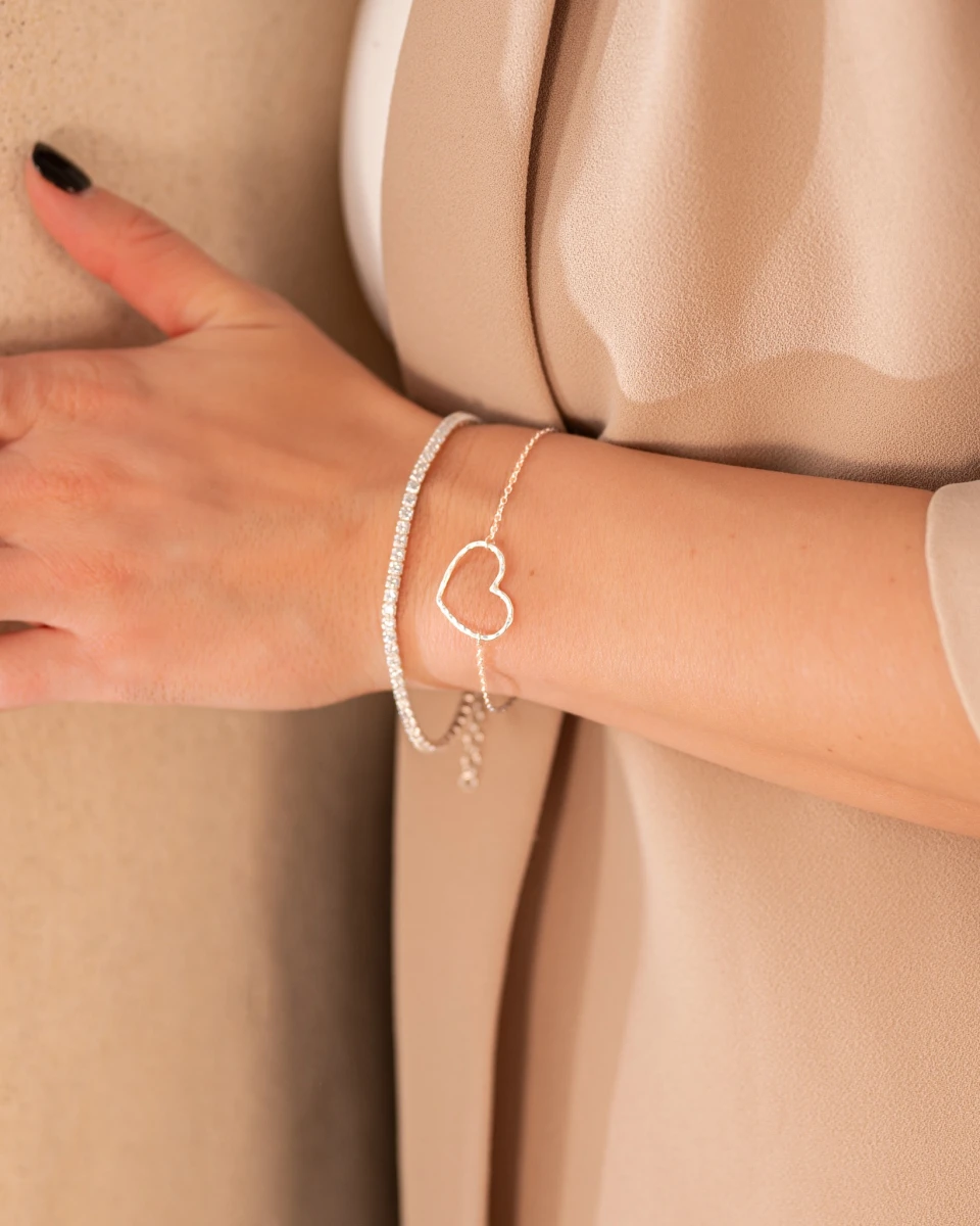 Tenisz Fehér Cirkónia Ezüst 925 Karkötő